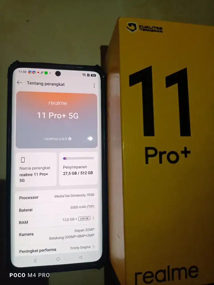 Realme 11 pro+ ram 12+4/512