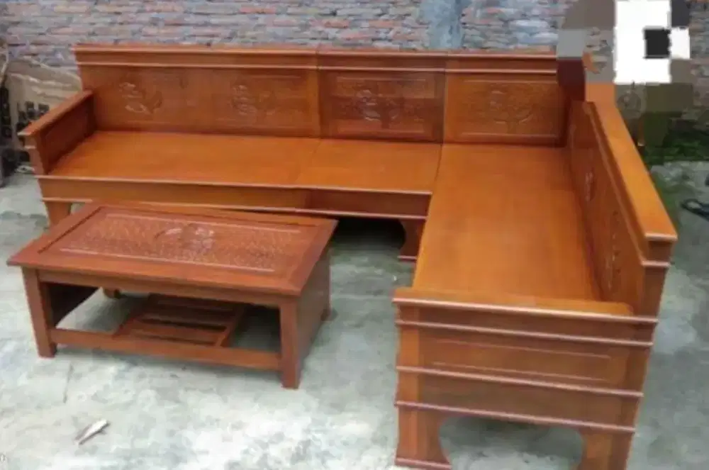 KURSI SUDUT KAYU JATI