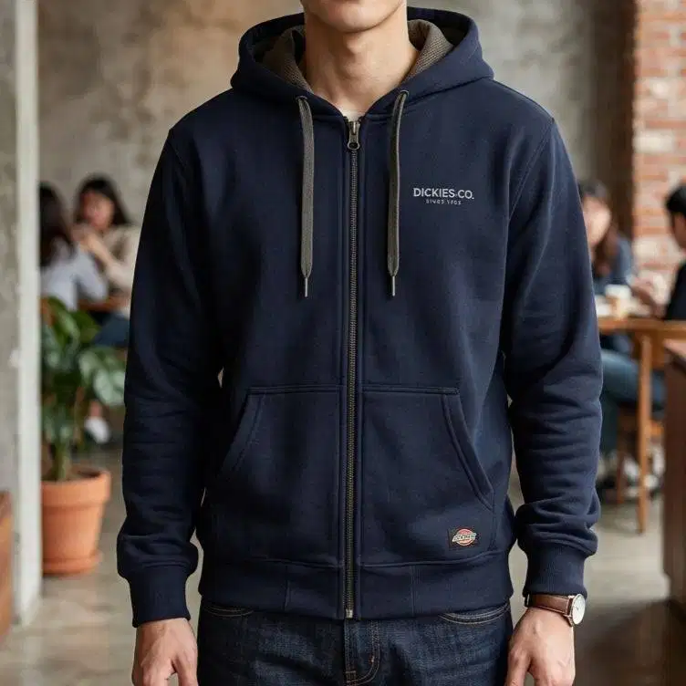 DICKIES Small Script Embossed Rubber Logo Zip Hoodie
