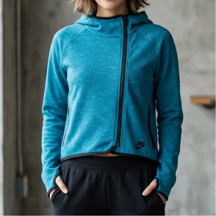 NIKE Tech Fleece Asymmetrical Cropped Hi-Low Zip Hoodie
