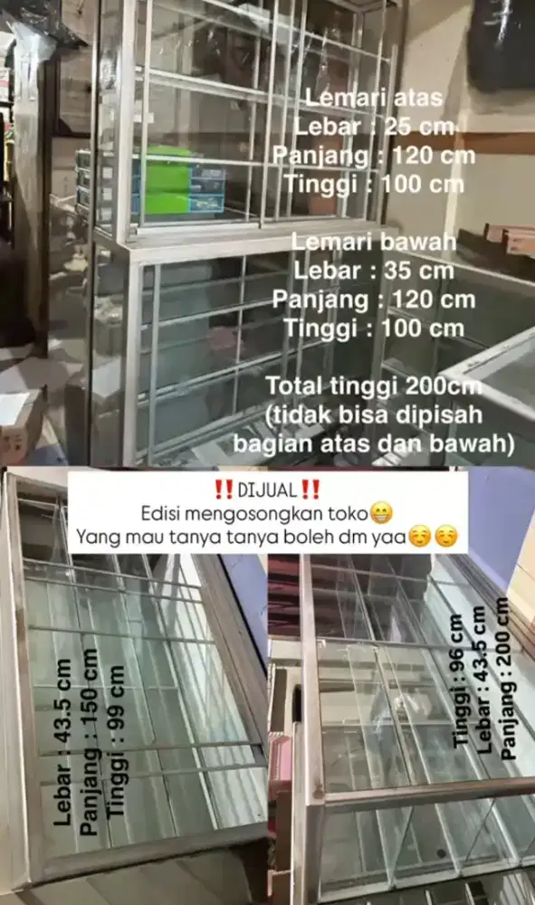 Etalasi kaca buat barang jualan