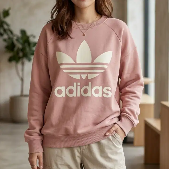ADIDAS Trefoil Big Logo Oversize Heavyweight Crewneck Sweatshirt