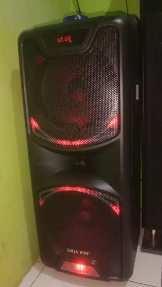 Speaker portable asatron sudah bloutut,, double speaker 10 inc