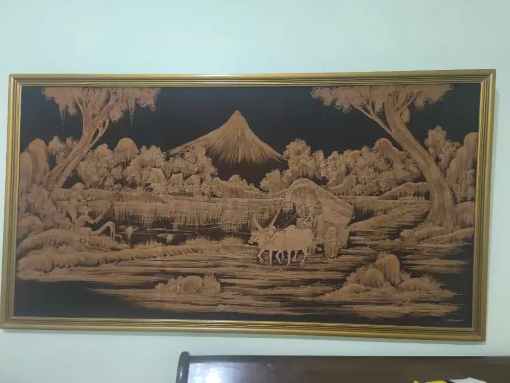 LUKISAN BATIK TULIS JUMBO – 175 × 95 CM | FRAME GOLD