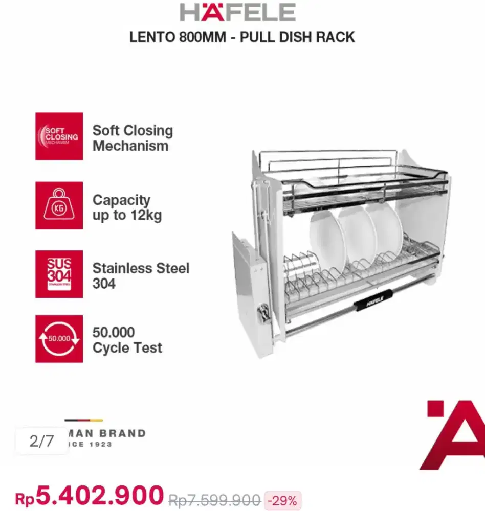 Hafele pull down rack piring 60 cm