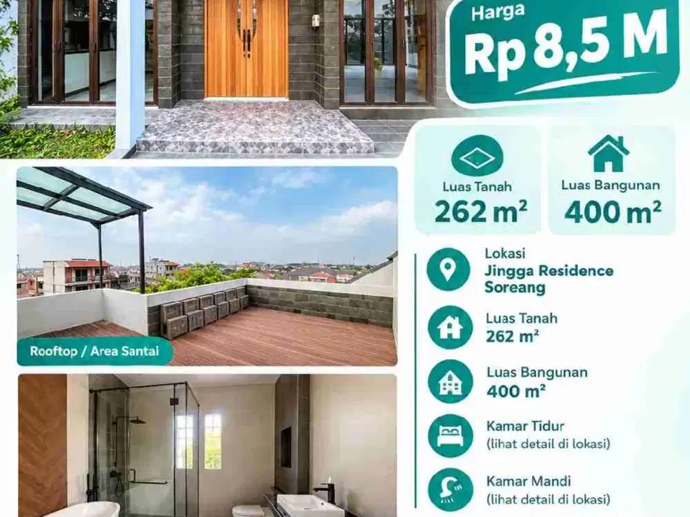 DIJUAL RUMAH TERBESAR DAN TERBAIK DI KOMPLEK JINGGA RESIDENCE SOREANG SEMI FURNISHED
