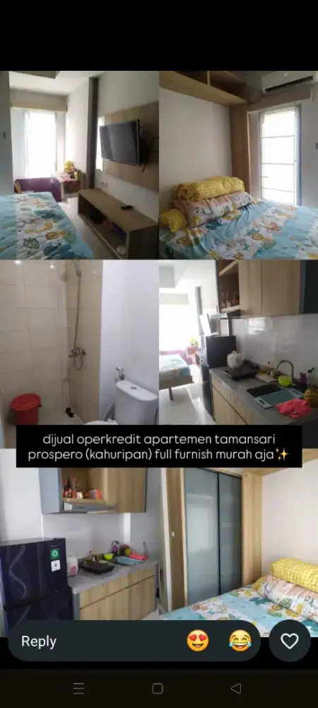 JUAL MURAH OPER KREDIT APARTMENT PROSPERO KAHURIPAN SDA FULL FURNISH