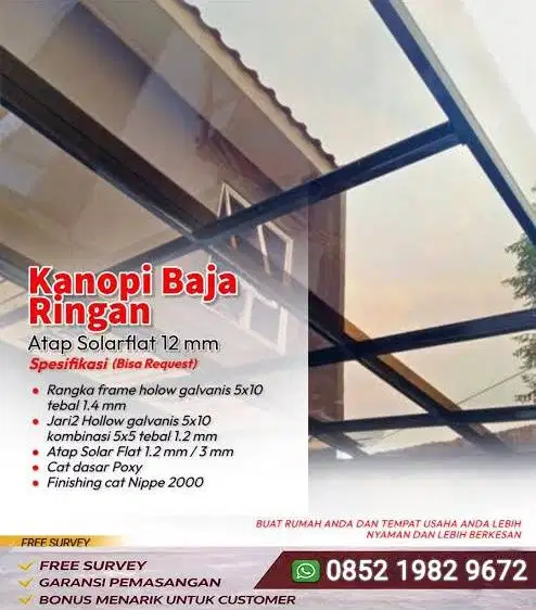 Atap rumah /canopy segala jenis besi dan baja