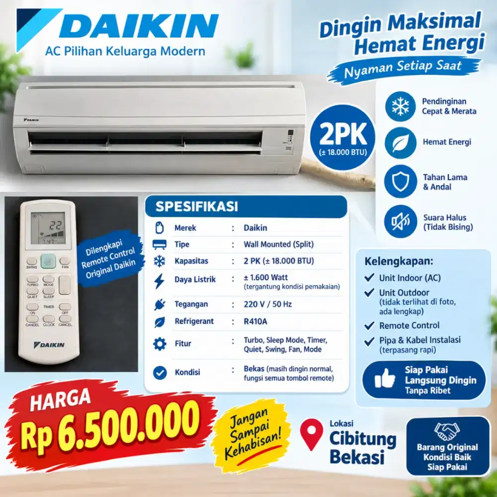 JUAL AC DAIKIN 2PK FULL SET ISTIMEWA
