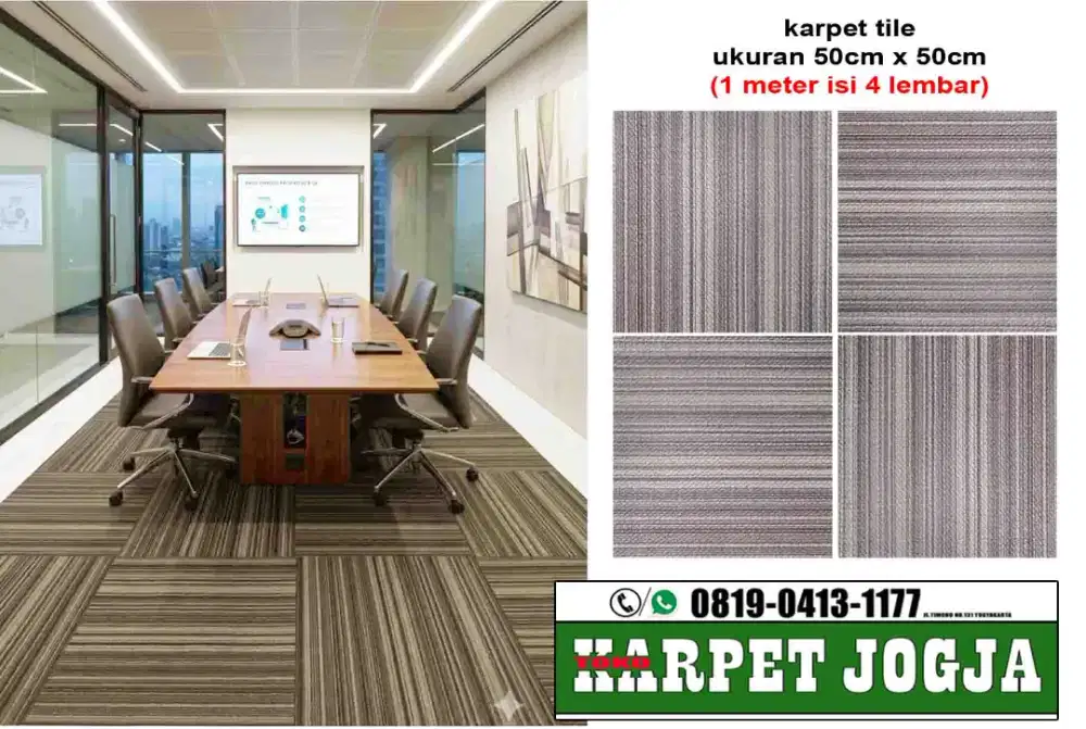 Karpet tile abu-abu garis
