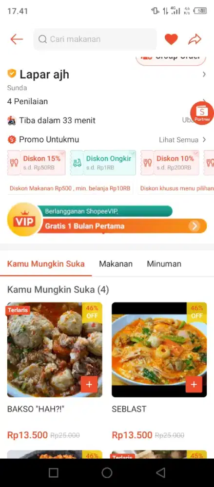 Bakso urat besar,kuah pedas