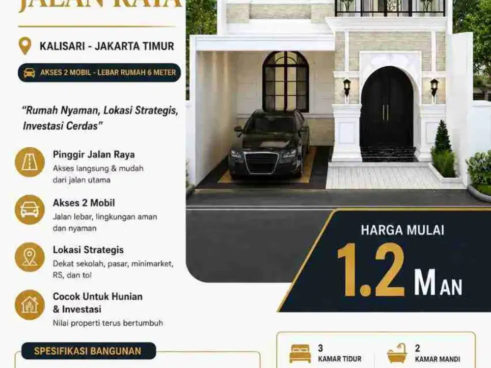 Jual Rumah Baru Di Kalisari jakarta timur Akses jalan 2 Mobil Cluster Bisa Kpr
