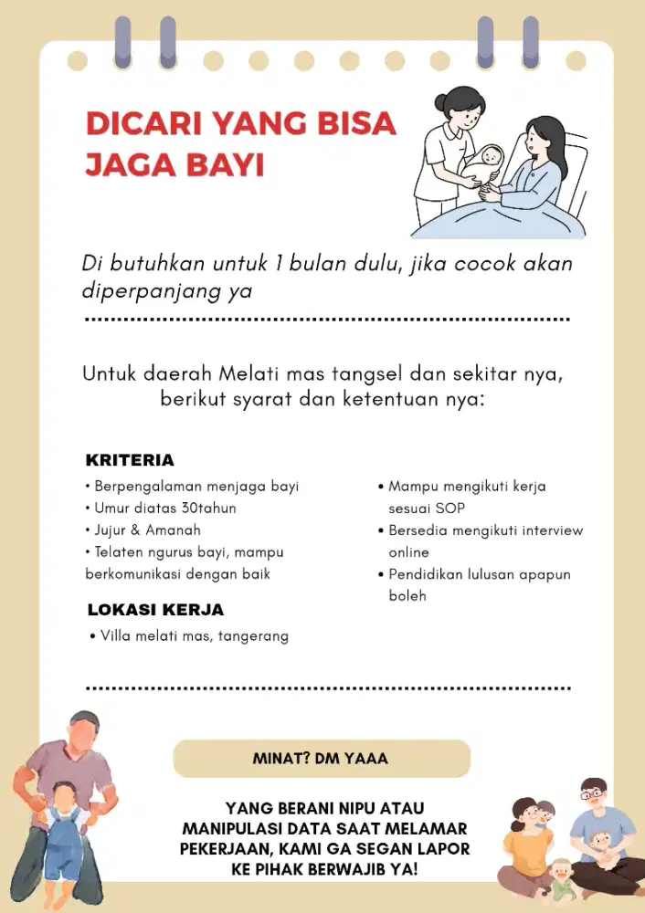DICARI YANG BISA JAGA BAYI BARU LAHIR