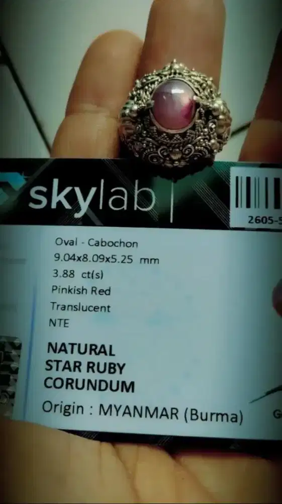 Natural Ruby Star Myanmar. Ring Perak. Memo.