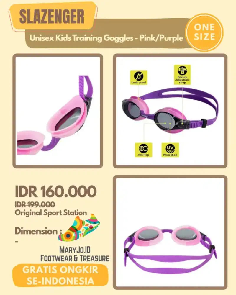Slazenger Unisex Kids Training Goggles - Pink/Purple