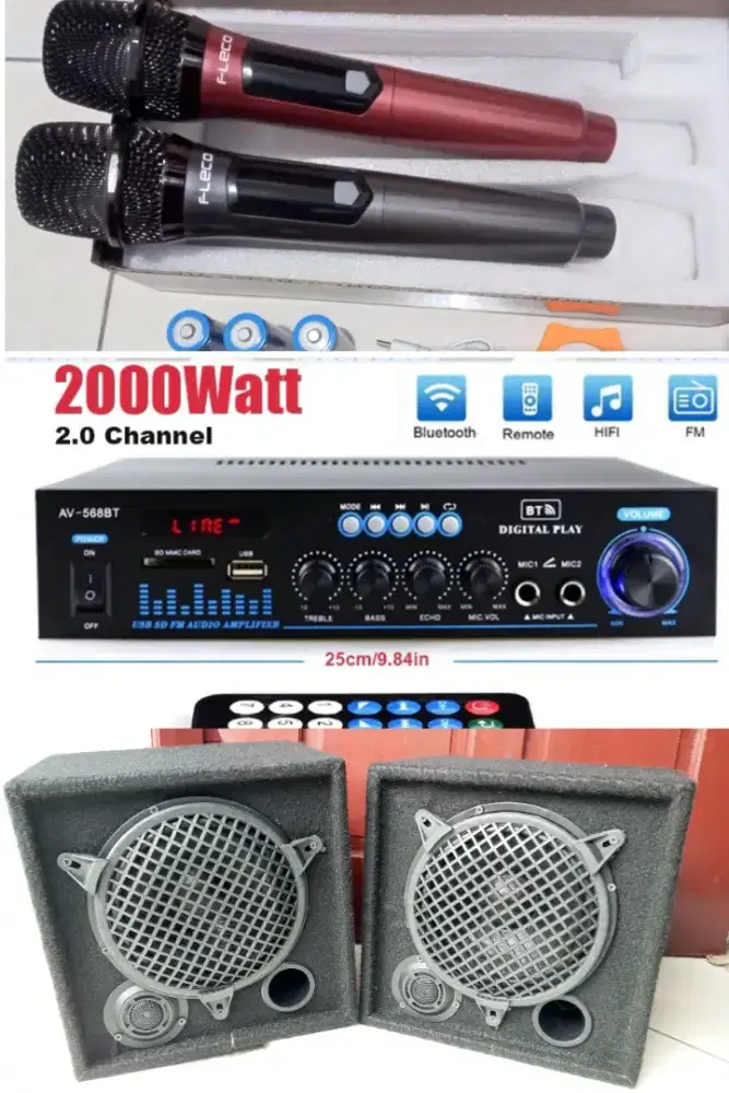 Paket lengkap home karaoke 8 inch wireless