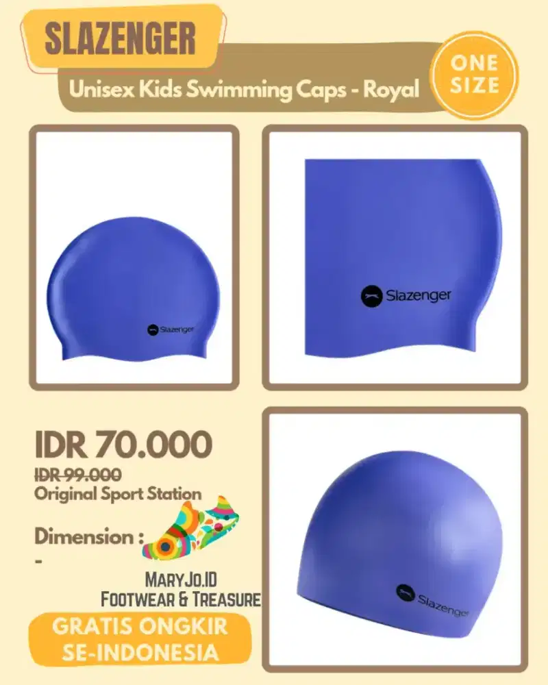 Slazenger Unisex Kids Swimming Caps - Royal