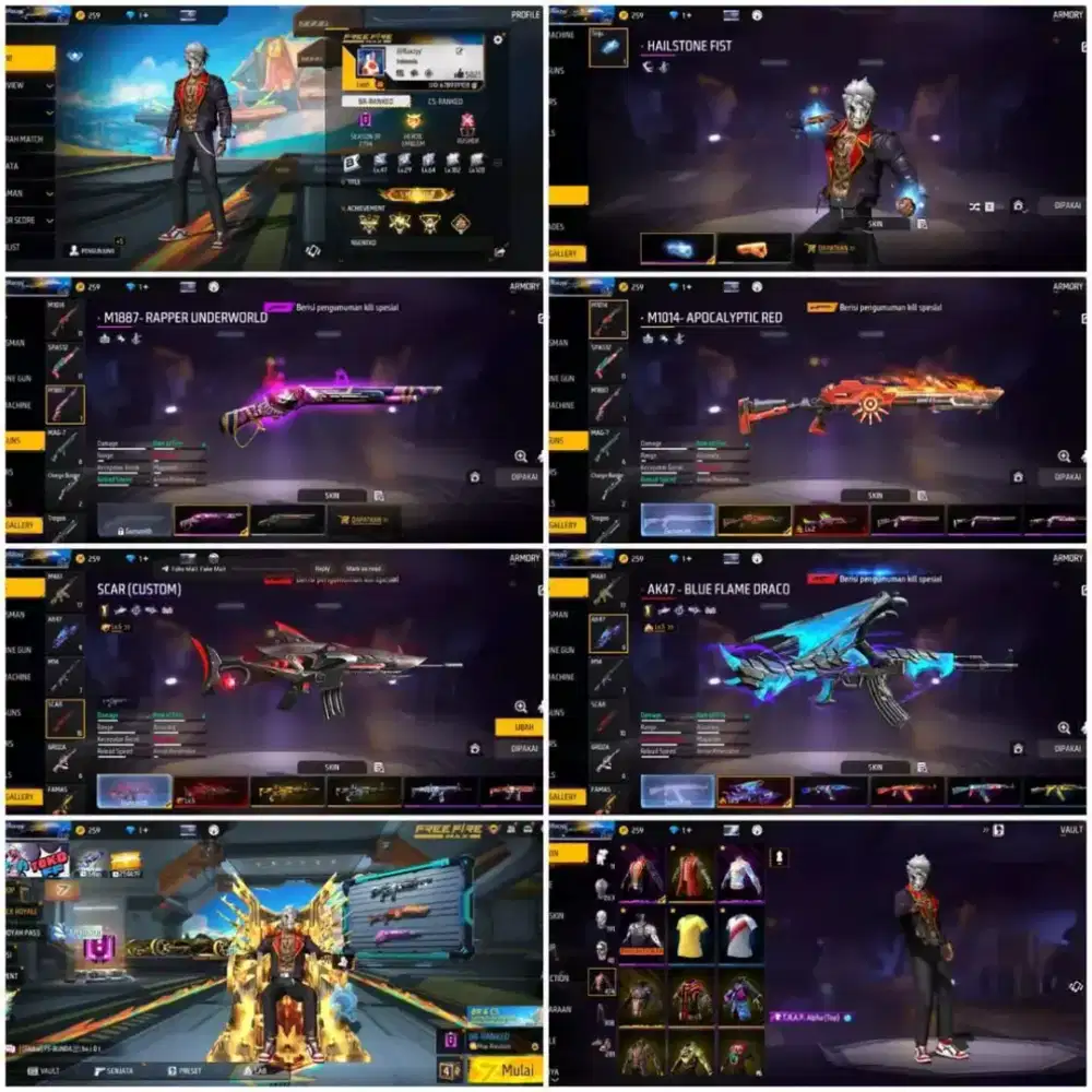 jual Akun FF Asli 100% original aman & tepercaya promo murah Akun FF