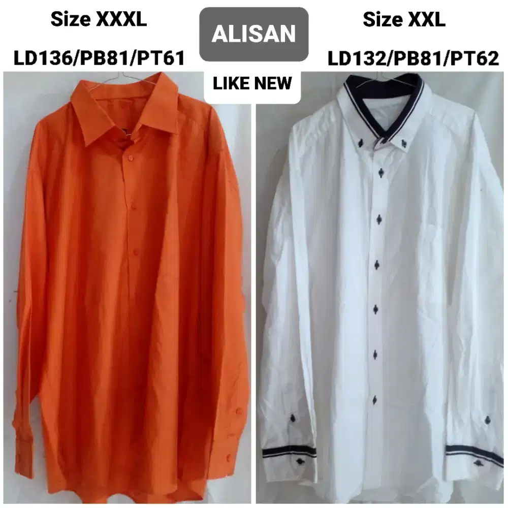 Baju kemeja hem ALISAN size Jumbo XXXL & XXL second Like New