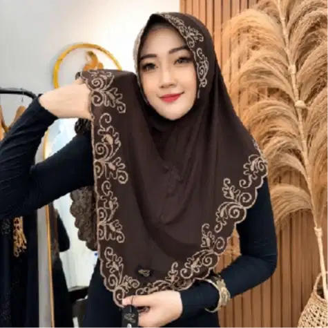 Cek Indah Store - Hijab Instan Bergo Ped Sabit Jersey Bordir Laser Cut