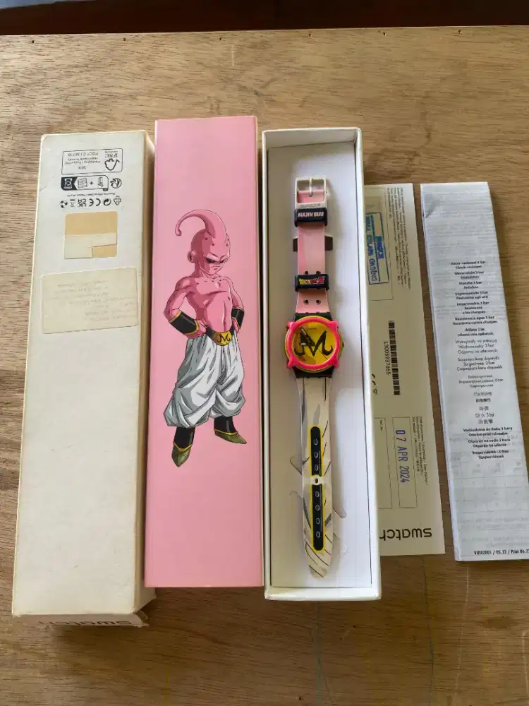 Swatch x Dragonball majinbuu fullset original BONUS GUARD WARNA PINK