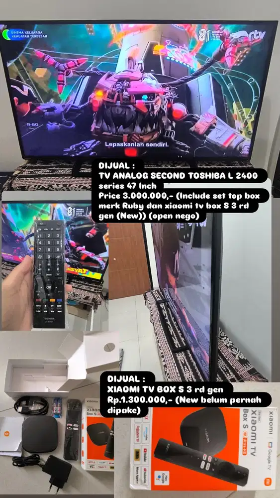 TV ANALOG TOSHIBA SECOND INCLUDE ACCESSORIES