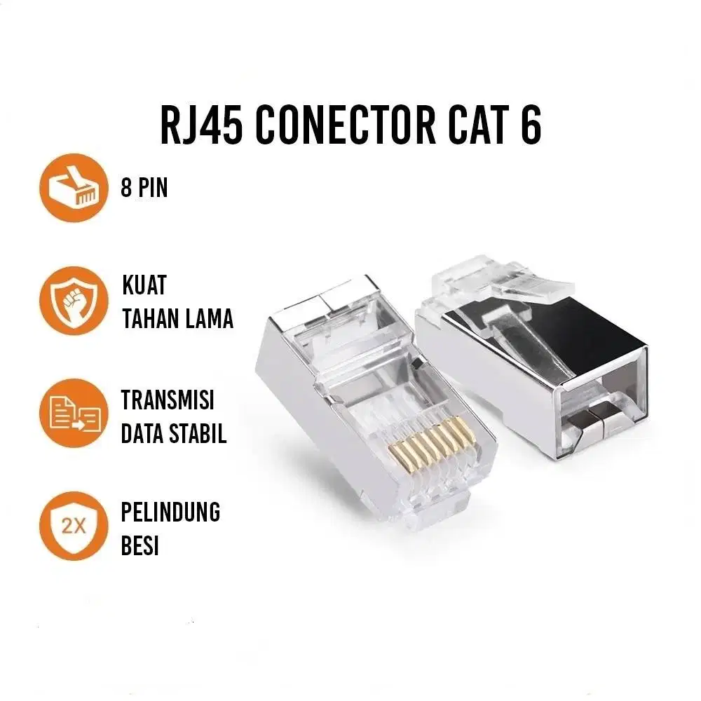 Konektor RJ45 Cat6 Connector Original Konduktor Metal UTP RJ 45 Cat 6