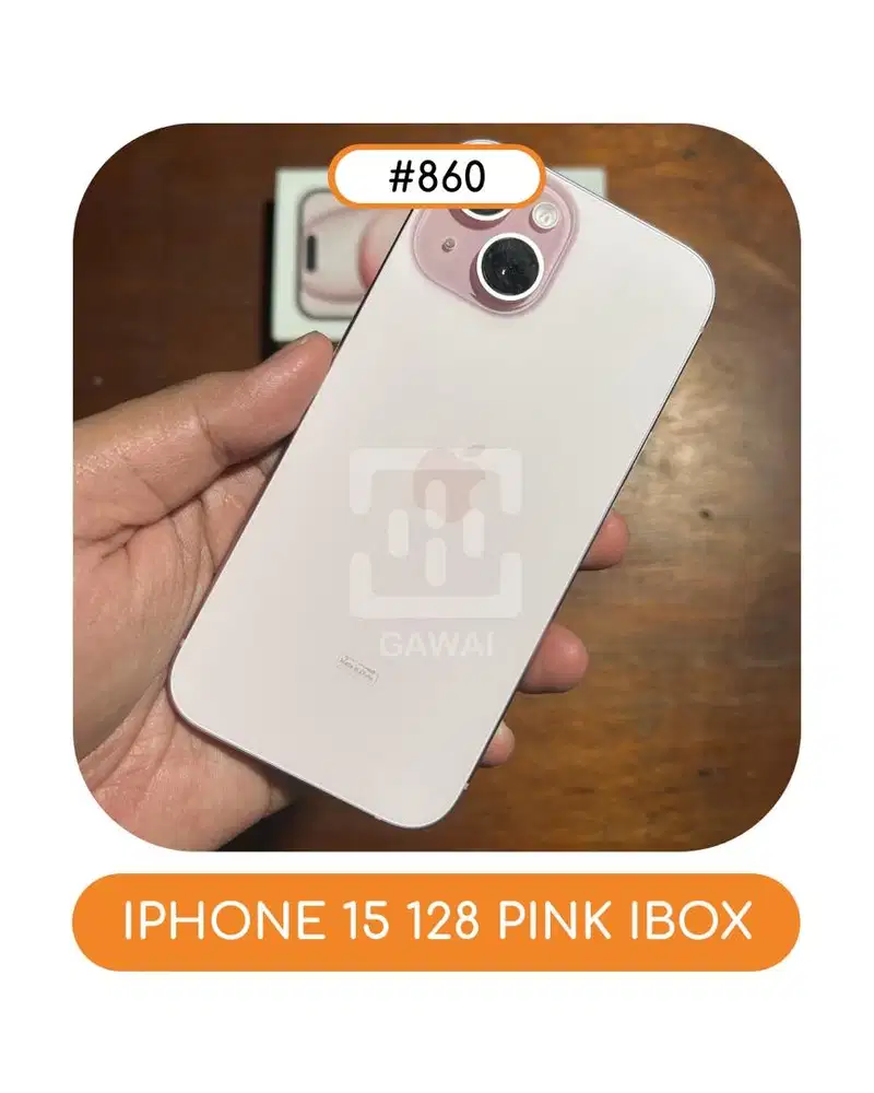 #860 Iphone 15 Pink 128 Ibox Garansi 30 May 2027 BH 98%