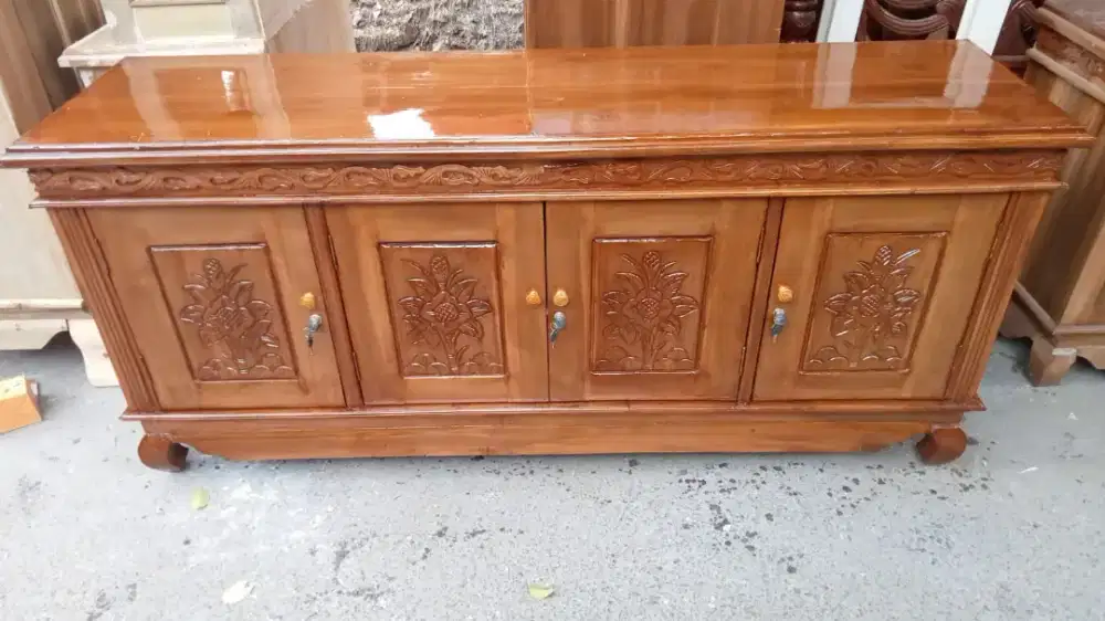 Bufet TV kayu jati, langsung pengrajin bisa bayar di tempat