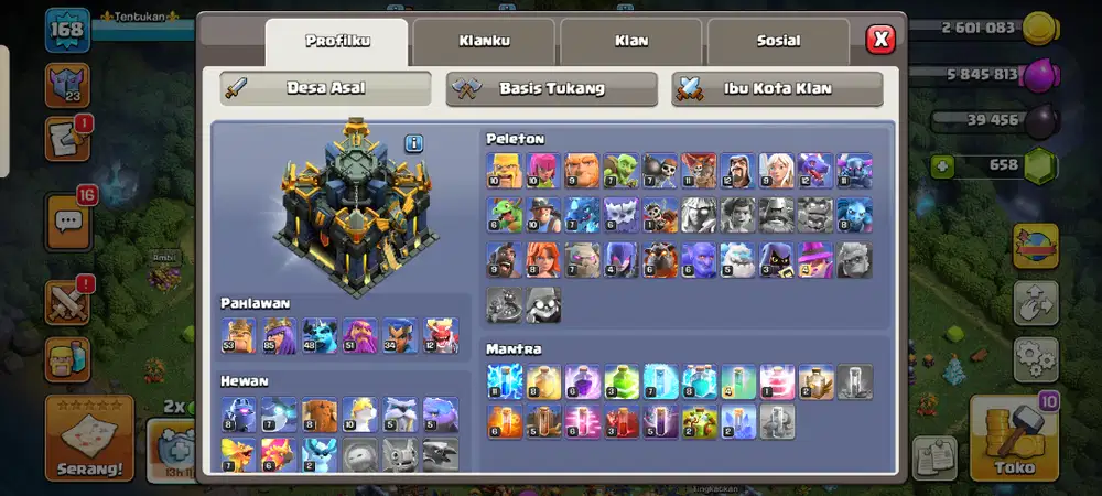 Di jual akun Clash Of Clans TH 17