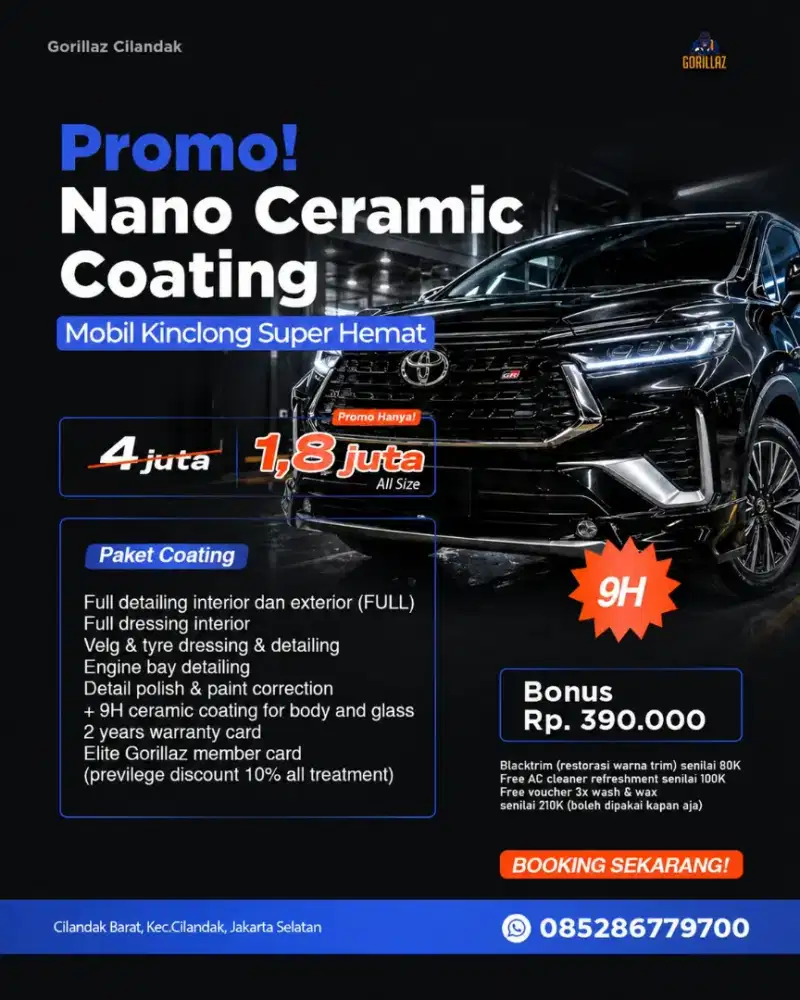 Jasa Perawatan Kendaraan, CarWash, Coating,Otomotif Mobil Motor Sepeda