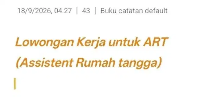 Dibutuhkan ART berpengalaman, utk wanita Jujur,utama nginap, max 36thn