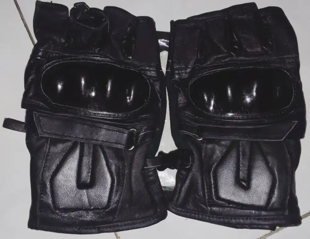 Sarung tangan kulit sintetis motor pria