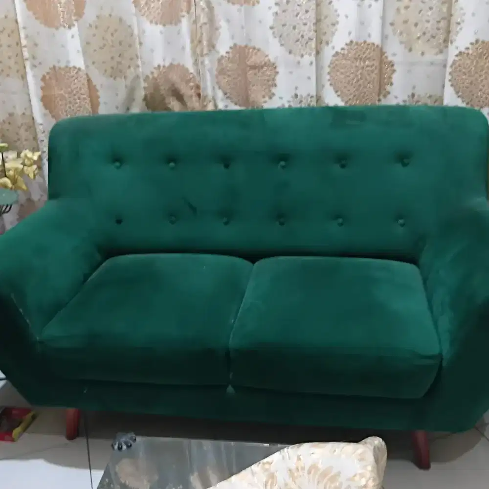 Sofa kaki kayu plus meja