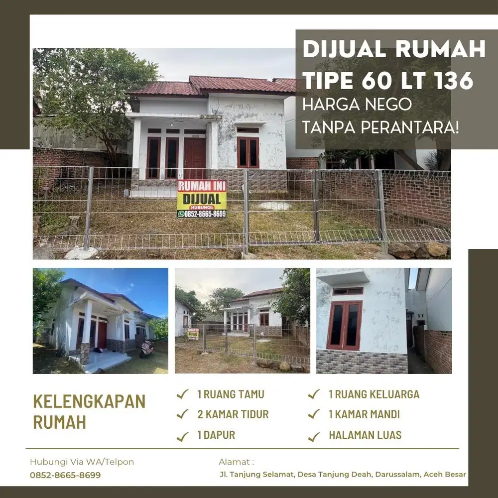 Dijual Rumah Type 55 LT 136 Harga Nego