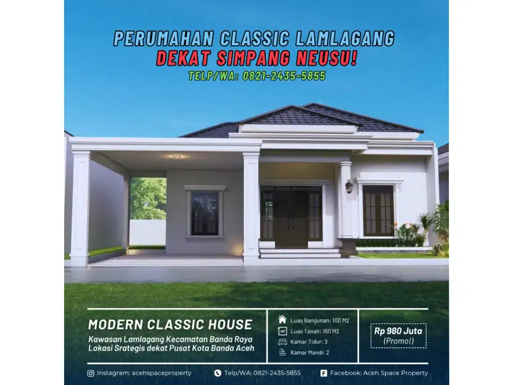 Dijual Rumah Classic di Lamlagang - Dekat Simpang Neusu Banda Aceh!