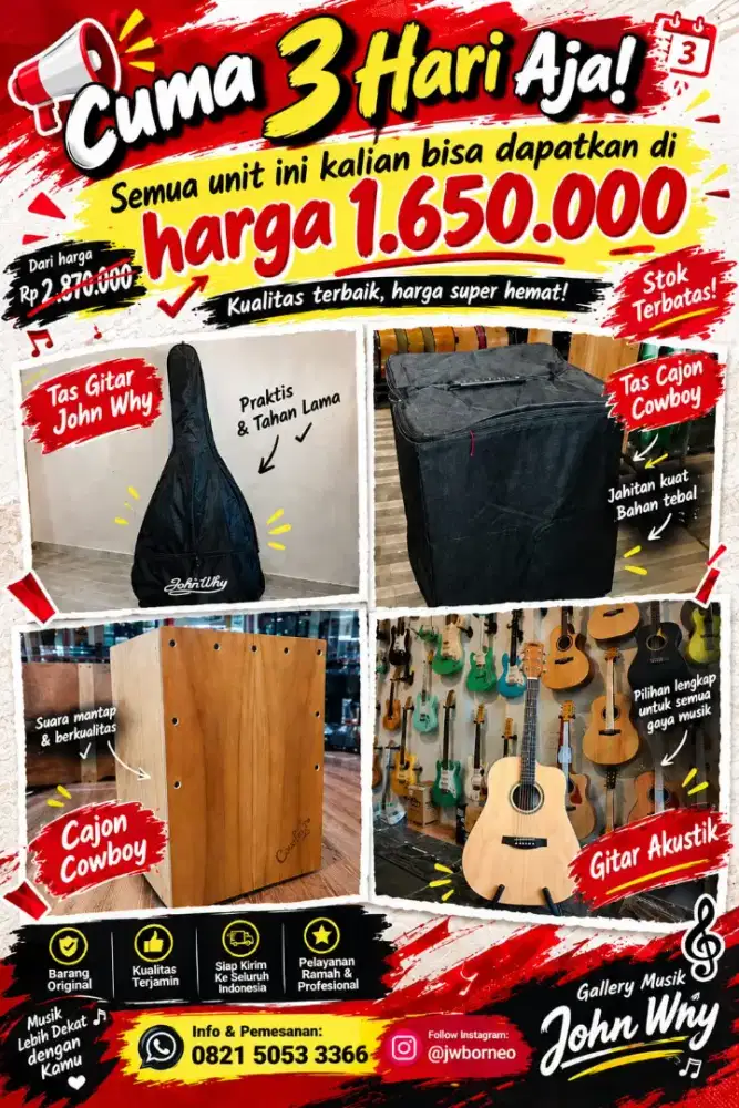 GITAR AKUSTIK DLUXE DW110 & CAJON COWBOY