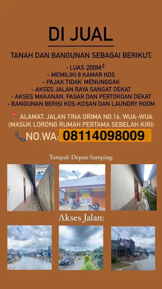 Bismillah di jual cepat tanah dan bangunan di pusat kota kendari