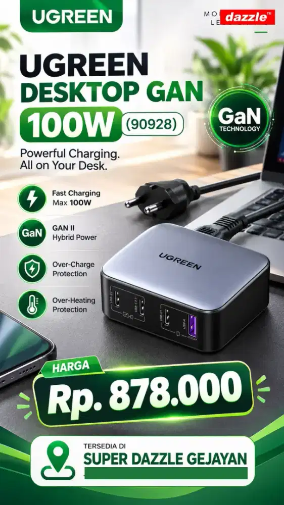 UGREEN DESKRIPSI GAN CHARGER 100W (90928)