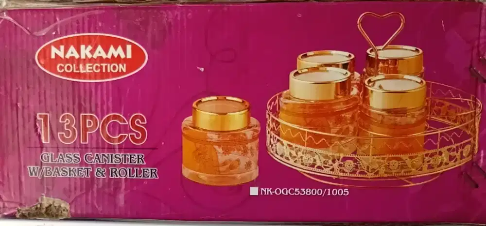 Set wadah toples kaca merek Nakami Collection (tipe 13PCS