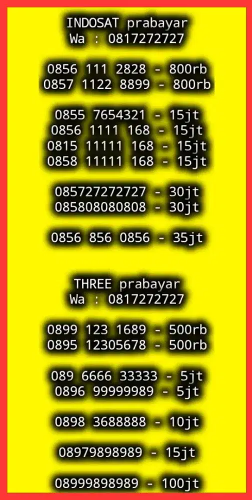 NOMOR CANTIK INDOSAT PRABAYAR