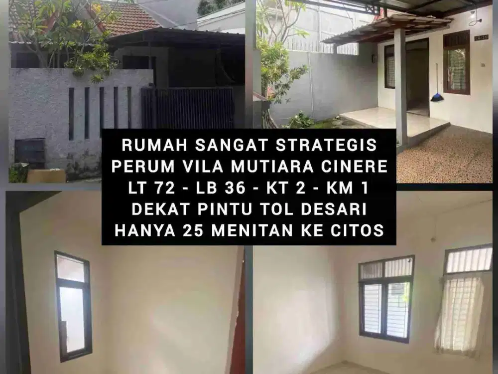JUAL RUMAH STRATEGIS PERUMAHAN VILA MUTIARA CINERE DEPOK