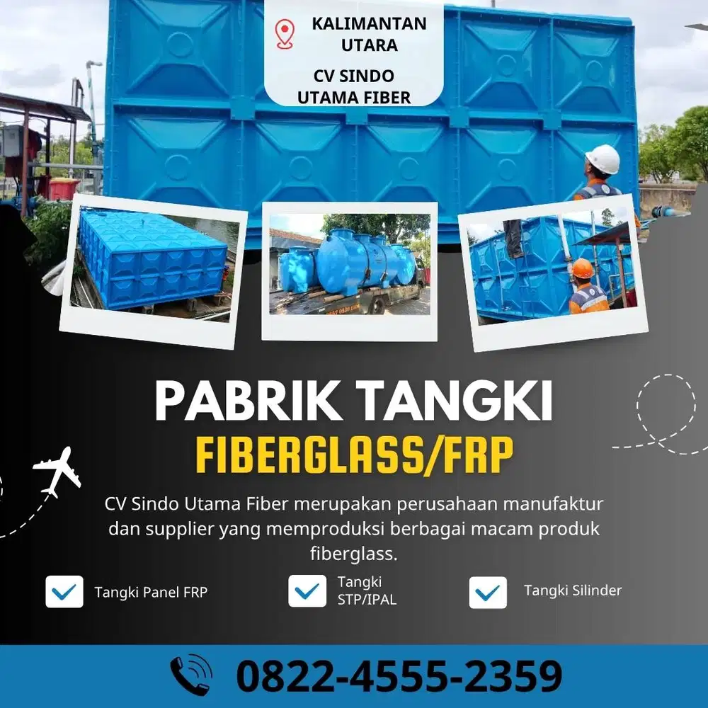 Tangki Fiberglass FRP-Jual Tangki Air, Panel & Silinder Bulungan