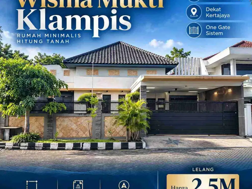 DIJUAL MURAH LELANG RUMAH MINIMALIS HITUNG TANAH DI WISMA MUKTI KLAMPIS