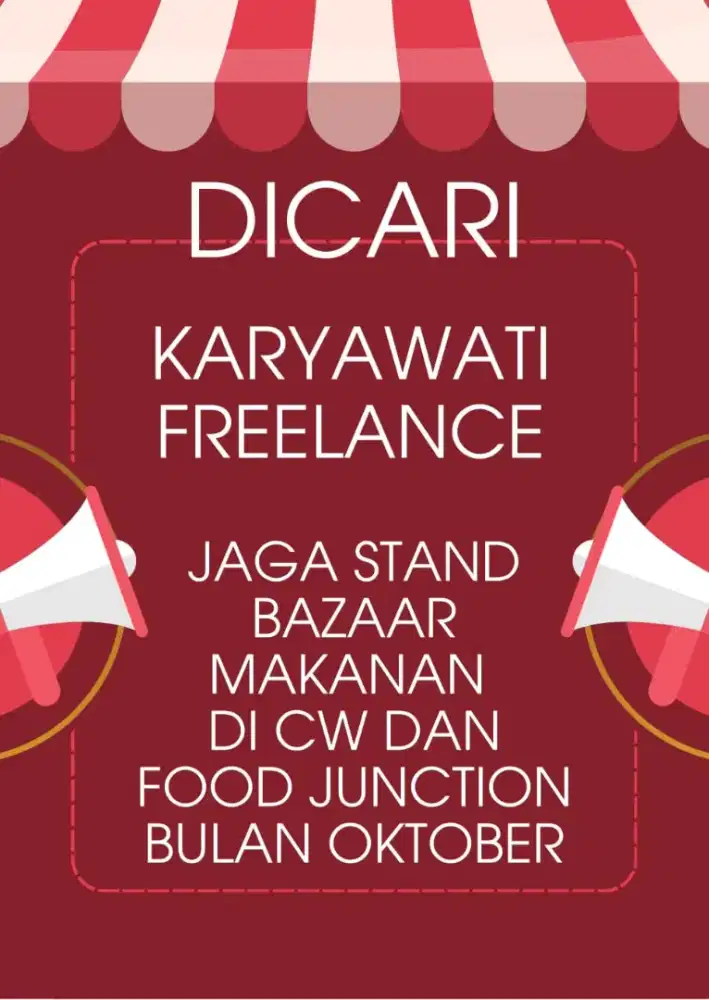 Dicari freelance jaga bazaar suka masak