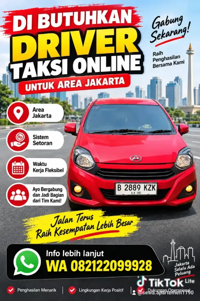 Dibutuhkan driver taksi online area jakarta