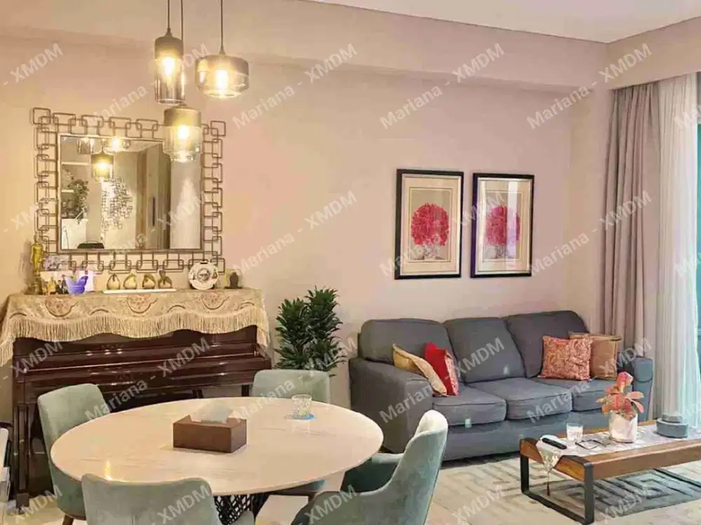 DISEWAKAN /DIJUAL SAUMATA APARTEMEN.Unit langka ex show unit, cakep full furnished ,lantai tinggi( 30)
