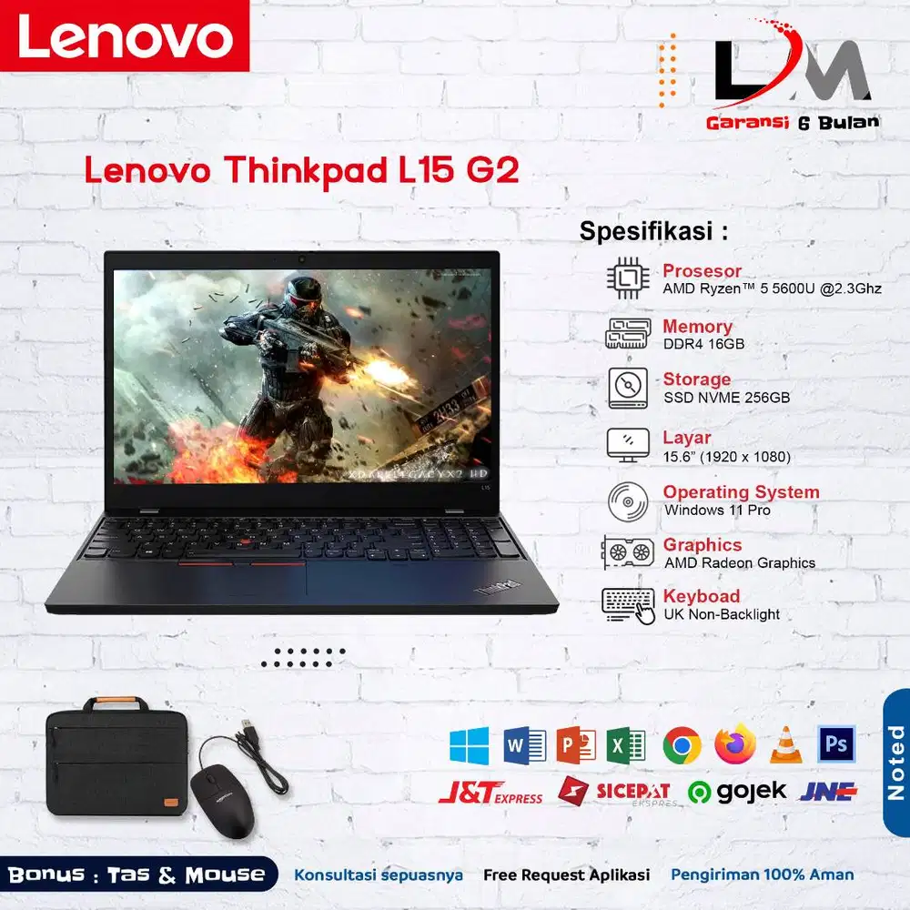 Lenovo Thinkpad L15 G2 Ryzen 5 Ram 8GB Ssd 256GB 15 Win 11 Bergaransi