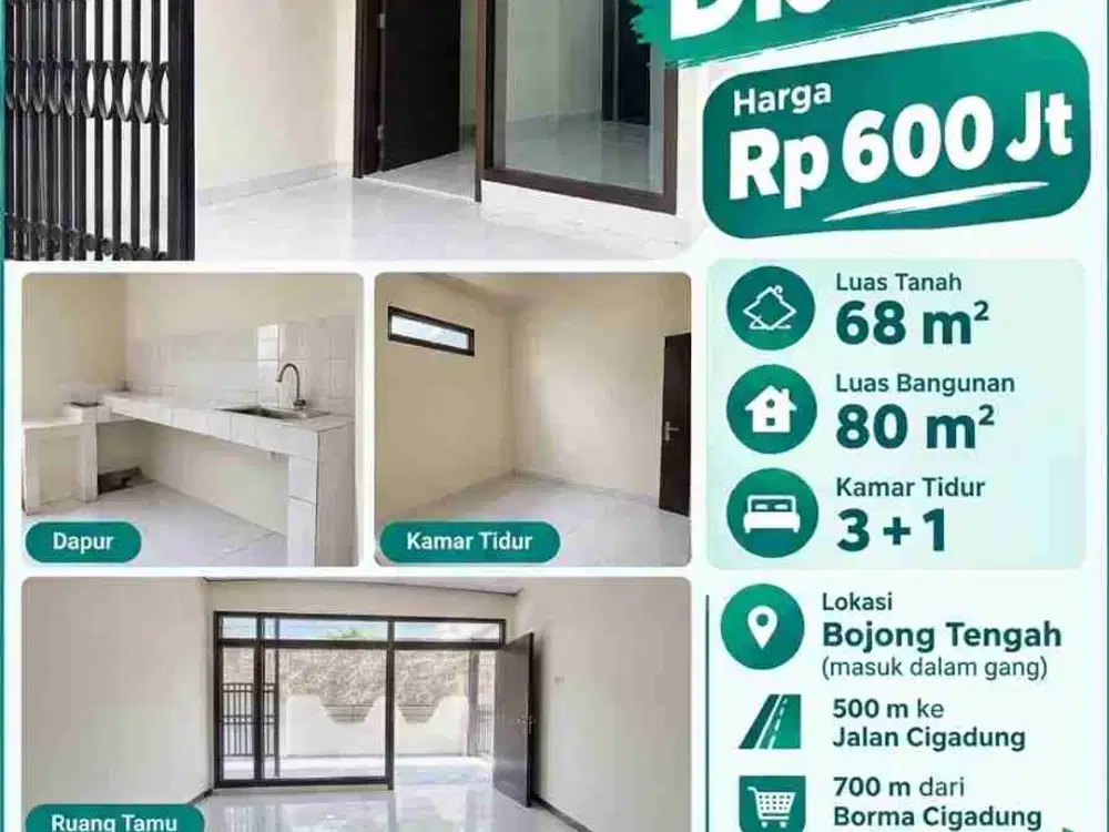 DIJUAL MURAH RUMAH SIAP HUNI DAERAH BORMA CIGADUNG