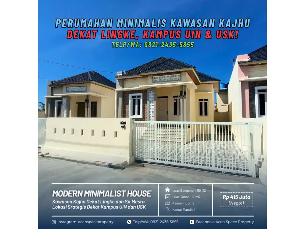 Dijual Rumah Murah di Kajhu - Dekat Kawasan Lingke, Polda Aceh dan Kampus UIN & USK!